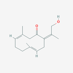 molecular formula C15H22O2 B15052228 (3Z,7E,10Z)-10-(1-hydroxypropan-2-ylidene)-3,7-dimethylcyclodeca-3,7-dien-1-one 