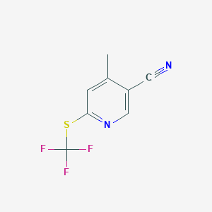 molecular formula C8H5F3N2S B15052321 4-Methyl-6-(trifluoromethylthio) nicotinonitrile 