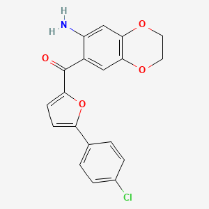 molecular formula C19H14ClNO4 B15052679 (7-Amino-2,3-dihydrobenzo[b][1,4]dioxin-6-yl)(5-(4-chlorophenyl)furan-2-yl)methanone 