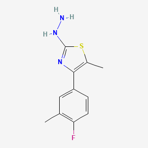 molecular formula C11H12FN3S B15053055 4-(4-Fluoro-3-methylphenyl)-2-hydrazinyl-5-methylthiazole 