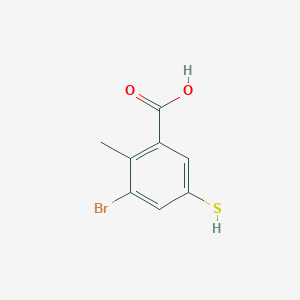 molecular formula C8H7BrO2S B15053309 3-Bromo-5-mercapto-2-methylbenzoic acid 