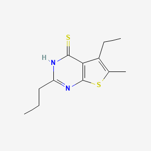 molecular formula C12H16N2S2 B15053333 5-Ethyl-6-methyl-2-propylthieno[2,3-d]pyrimidine-4-thiol 