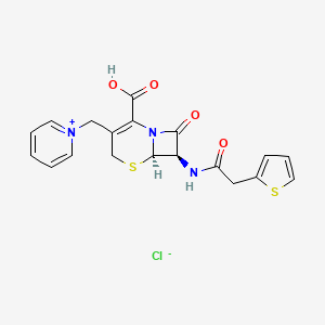 molecular formula C19H18ClN3O4S2 B15053557 1-(((6R,7R)-2-Carboxy-8-oxo-7-(2-(thiophen-2-yl)acetamido)-5-thia-1-azabicyclo[4.2.0]oct-2-en-3-yl)methyl)pyridin-1-ium chloride CAS No. 65575-73-7