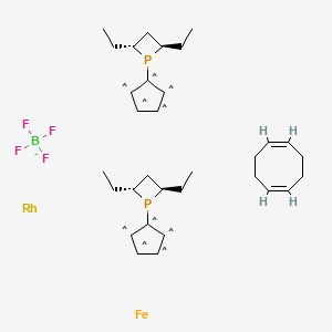 molecular formula C32H48BF4FeP2Rh- B1505368 (+)-1,1'-bis(2R,4R)-2,4-diethylphosphotano)ferrocene (1,5-cyclooctadien)rhodium (I) tetrafluoroborate CAS No. 268220-96-8