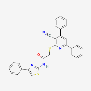 2-((3-Cyano-4,6-diphenylpyridin-2-yl)thio)-N-(4-phenylthiazol-2-yl)acetamide