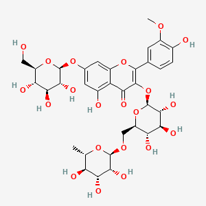 molecular formula C34H42O21 B15053768 5-Hydroxy-2-(4-hydroxy-3-methoxy-phenyl)-7-(3,4,5-trihydroxy-6-hydroxymethyl-tetrahydro-pyran-2-yloxy)-3-(3,4,5-trihydroxy-6-(3,4,5-trihydroxy-6-methyl-tetrahydro-pyran-2-yloxymethyl)-tetrahydro-pyran-2-yloxy)-1-benzopyran-4-one CAS No. 55481-91-9