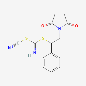 molecular formula C14H13N3O2S2 B15053783 Cyanic (S-(2-(2,5-dioxopyrrolidin-1-yl)-1-phenylethyl) carbonimidothioic) thioanhydride 