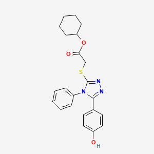 molecular formula C22H23N3O3S B15053871 Cyclohexyl 2-((5-(4-hydroxyphenyl)-4-phenyl-4H-1,2,4-triazol-3-yl)thio)acetate 