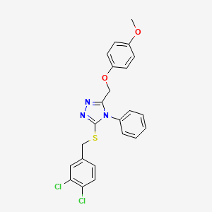 molecular formula C23H19Cl2N3O2S B15053892 3-((3,4-Dichlorobenzyl)thio)-5-((4-methoxyphenoxy)methyl)-4-phenyl-4H-1,2,4-triazole 