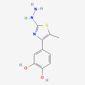 molecular formula C10H11N3O2S B15053986 4-(2-Hydrazinyl-5-methylthiazol-4-yl)benzene-1,2-diol 