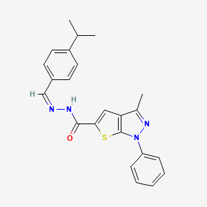 3-methyl-1-phenyl-N-[(Z)-(4-propan-2-ylphenyl)methylideneamino]thieno[2,3-c]pyrazole-5-carboxamide