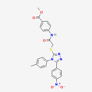 molecular formula C25H21N5O5S B15054182 Methyl 4-(2-((5-(4-nitrophenyl)-4-(p-tolyl)-4H-1,2,4-triazol-3-yl)thio)acetamido)benzoate 