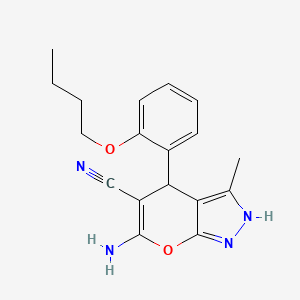 6-Amino-4-(2-butoxyphenyl)-3-methyl-1,4-dihydropyrano[2,3-c]pyrazole-5-carbonitrile