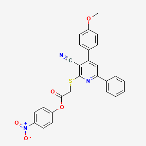 4-Nitrophenyl 2-((3-cyano-4-(4-methoxyphenyl)-6-phenylpyridin-2-yl)thio)acetate