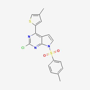 molecular formula C18H14ClN3O2S2 B1505446 2-chloro-4-(4-methylthiophen-2-yl)-7-tosyl-7H-pyrrolo[2,3-d]pyrimidine CAS No. 1142945-86-5