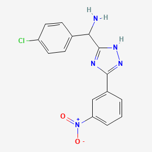 (4-Chlorophenyl)(5-(3-nitrophenyl)-1H-1,2,4-triazol-3-yl)methanamine