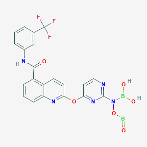 ((Oxoboryl)oxy)(4-((5-((3-(trifluoromethyl)phenyl)carbamoyl)quinolin-2-yl)oxy)pyrimidin-2-yl)boramidic acid