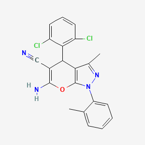 6-Amino-4-(2,6-dichlorophenyl)-3-methyl-1-(o-tolyl)-1,4-dihydropyrano[2,3-c]pyrazole-5-carbonitrile