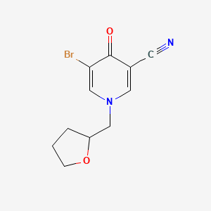 molecular formula C11H11BrN2O2 B15054697 5-Bromo-4-oxo-1-((tetrahydrofuran-2-yl)methyl)-1,4-dihydropyridine-3-carbonitrile 