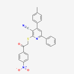 2-((2-(4-Nitrophenyl)-2-oxoethyl)thio)-6-phenyl-4-(p-tolyl)nicotinonitrile