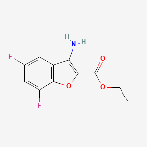 molecular formula C11H9F2NO3 B15055250 Ethyl 3-amino-5,7-difluorobenzofuran-2-carboxylate 