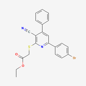 molecular formula C22H17BrN2O2S B15055289 Ethyl 2-((6-(4-bromophenyl)-3-cyano-4-phenylpyridin-2-yl)thio)acetate 