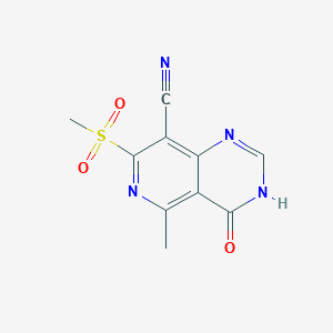 molecular formula C10H8N4O3S B15055308 5-Methyl-7-(methylsulfonyl)-4-oxo-3,4-dihydropyrido[4,3-d]pyrimidine-8-carbonitrile 