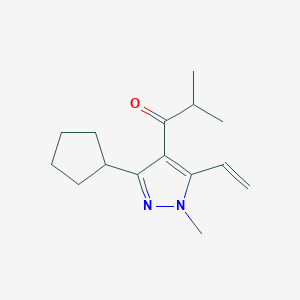 molecular formula C15H22N2O B15055375 1-(3-Cyclopentyl-1-methyl-5-vinyl-1H-pyrazol-4-yl)-2-methylpropan-1-one 