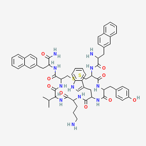 N-(1-Amino-3-naphthalen-2-yl-1-oxopropan-2-yl)-19-[(2-amino-3-naphthalen-2-ylpropanoyl)amino]-10-(3-aminopropyl)-16-[(4-hydroxyphenyl)methyl]-13-(1H-indol-3-ylmethyl)-6,9,12,15,18-pentaoxo-7-propan-2-yl-1,2-dithia-5,8,11,14,17-pentazacycloicosane-4-carboxamide