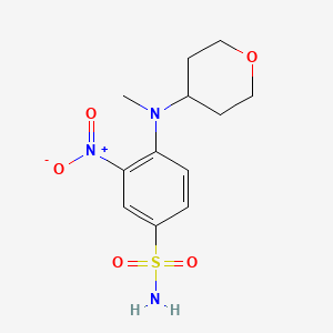 molecular formula C12H17N3O5S B15055616 4-(Methyl(tetrahydro-2H-pyran-4-yl)amino)-3-nitrobenzenesulfonamide 