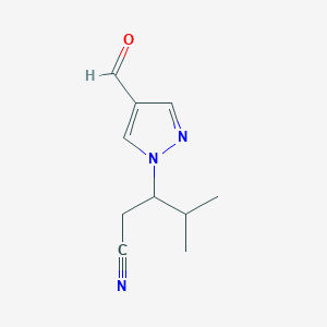 molecular formula C10H13N3O B15055640 3-(4-Formyl-1H-pyrazol-1-yl)-4-methylpentanenitrile CAS No. 1956382-22-1