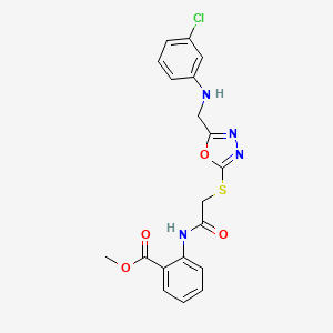 Methyl 2-(2-((5-(((3-chlorophenyl)amino)methyl)-1,3,4-oxadiazol-2-yl)thio)acetamido)benzoate