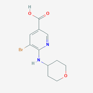 5-Bromo-6-((tetrahydro-2H-pyran-4-yl)amino)nicotinic acid