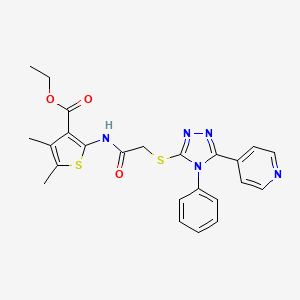 molecular formula C24H23N5O3S2 B15055925 Ethyl 4,5-dimethyl-2-(2-((4-phenyl-5-(pyridin-4-yl)-4H-1,2,4-triazol-3-yl)thio)acetamido)thiophene-3-carboxylate 