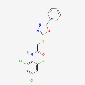 2-((5-Phenyl-1,3,4-oxadiazol-2-yl)thio)-N-(2,4,6-trichlorophenyl)acetamide