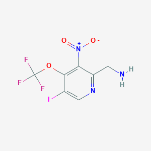 molecular formula C7H5F3IN3O3 B15056053 2-(Aminomethyl)-5-iodo-3-nitro-4-(trifluoromethoxy)pyridine 