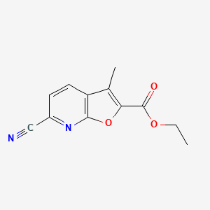 molecular formula C12H10N2O3 B15056077 Ethyl 6-cyano-3-methylfuro[2,3-b]pyridine-2-carboxylate 