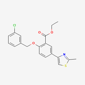 Ethyl 2-((3-chlorobenzyl)oxy)-5-(2-methylthiazol-4-yl)benzoate