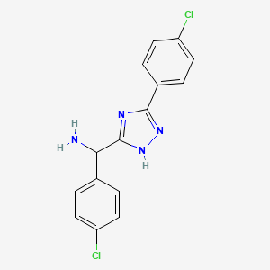 molecular formula C15H12Cl2N4 B15056203 (4-Chlorophenyl)(5-(4-chlorophenyl)-1H-1,2,4-triazol-3-yl)methanamine 