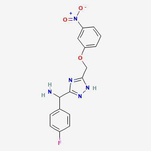 (4-Fluorophenyl)(5-((3-nitrophenoxy)methyl)-1H-1,2,4-triazol-3-yl)methanamine