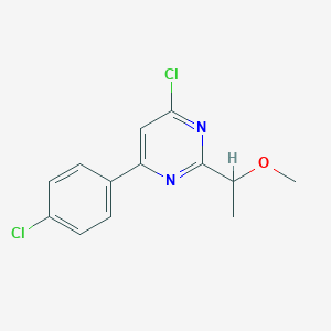 molecular formula C13H12Cl2N2O B15057048 4-Chloro-6-(4-chlorophenyl)-2-(1-methoxyethyl)pyrimidine 