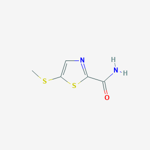 molecular formula C5H6N2OS2 B15057372 5-(Methylthio)thiazole-2-carboxamide 