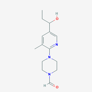 molecular formula C14H21N3O2 B15057508 4-(5-(1-Hydroxypropyl)-3-methylpyridin-2-yl)piperazine-1-carbaldehyde 