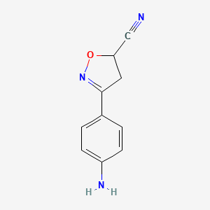 molecular formula C10H9N3O B15058419 3-(4-Aminophenyl)-4,5-dihydroisoxazole-5-carbonitrile 