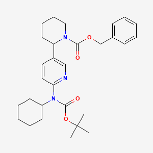 Benzyl 2-(6-((tert-butoxycarbonyl)(cyclohexyl)amino)pyridin-3-yl)piperidine-1-carboxylate