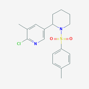 molecular formula C18H21ClN2O2S B15060002 2-Chloro-3-methyl-5-(1-tosylpiperidin-2-yl)pyridine 