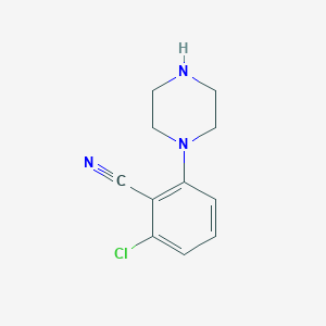 molecular formula C11H12ClN3 B15060566 2-Chloro-6-(piperazin-1-yl)benzonitrile 