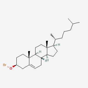 molecular formula C27H45BrO B15061055 [(3S,8S,9S,10R,13R,14S,17R)-10,13-dimethyl-17-[(2R)-6-methylheptan-2-yl]-2,3,4,7,8,9,11,12,14,15,16,17-dodecahydro-1H-cyclopenta[a]phenanthren-3-yl] hypobromite 