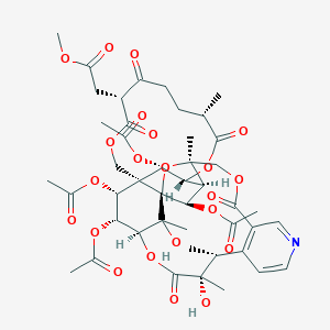 B150611 Methyl 2-[(1S,2R,3R,4R,7S,11R,15R,16R,17R,18S,21S,22R,32R,35S)-2,16,17,35-tetraacetyloxy-21,34-dihydroxy-7,21,22,32,34-pentamethyl-6,10,12,20,29-pentaoxo-5,13,19,30,33-pentaoxa-26-azahexacyclo[16.15.1.14,15.01,15.03,32.023,28]pentatriaconta-23(28),24,26-trien-11-yl]acetate CAS No. 168009-85-6