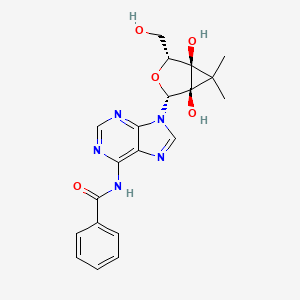 molecular formula C20H21N5O5 B15061594 N-{9-[(1R,2R,4R,5R)-1,5-dihydroxy-4-(hydroxymethyl)-6,6-dimethyl-3-oxabicyclo[3.1.0]hexan-2-yl]-9H-purin-6-yl}benzamide 